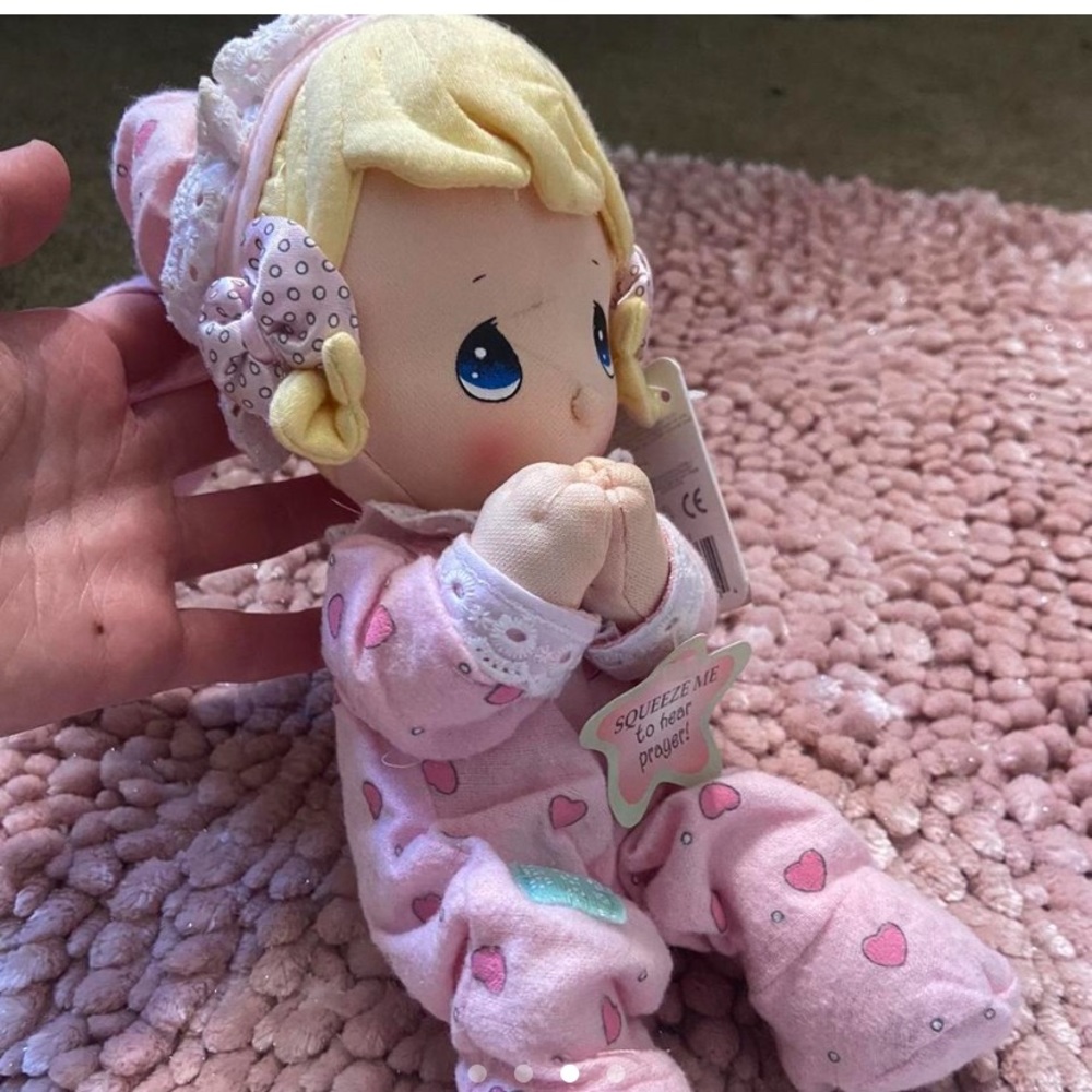 repost for buyer on depop. precious moments pink prayer baby collectors doll